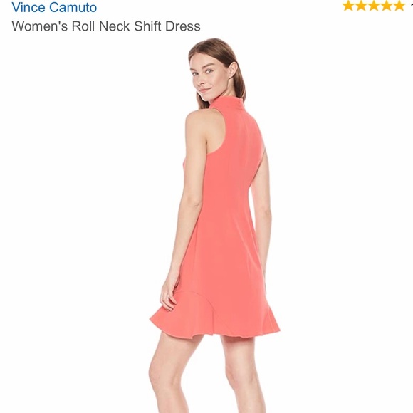 Vince Camuto sleeveless back zip crepe shift dress in poppy orange - Picture 4 of 12